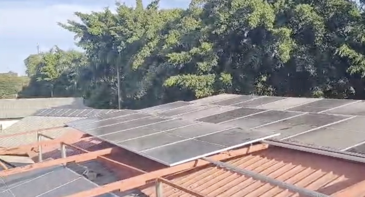 Solar panels installed across the roof of Hôpital Camejo in Léogâne.