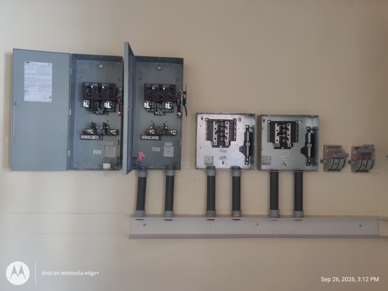 Electrical infrastructure installed as part of Hôpital Camejo's solar energy project.